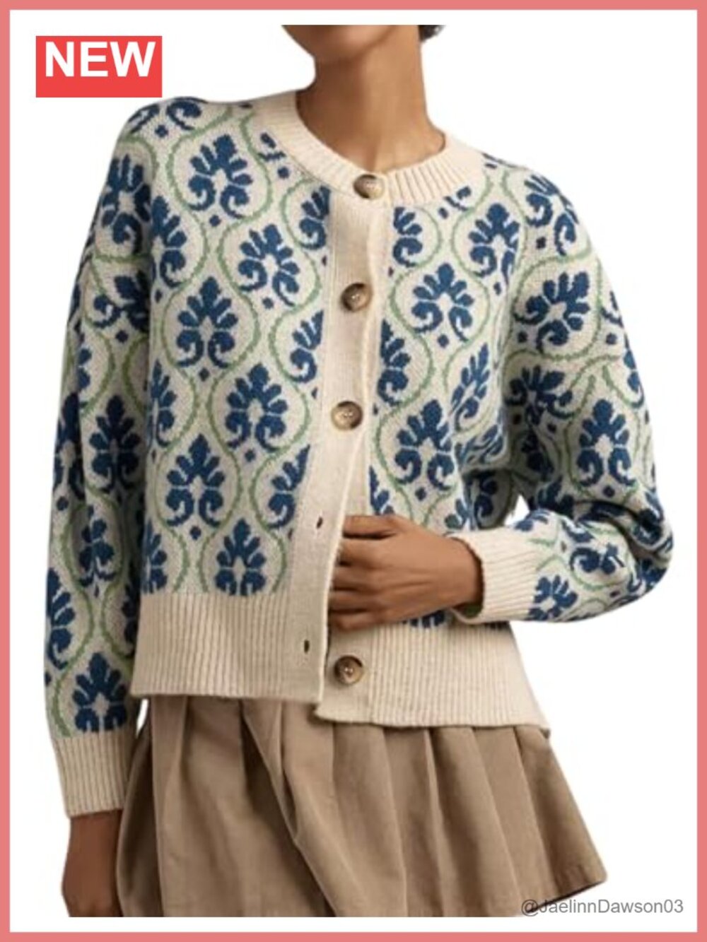 MINSURE Women's Floral Cardigan Sweater Open Front Button Down Knit Vintage
